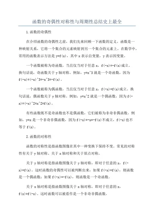 函数的奇偶性对称性与周期性总结史上最全