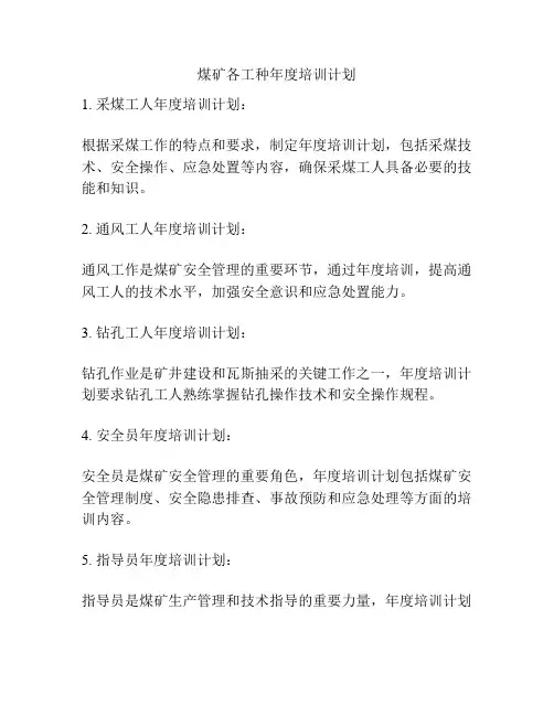 煤矿各工种年度培训计划