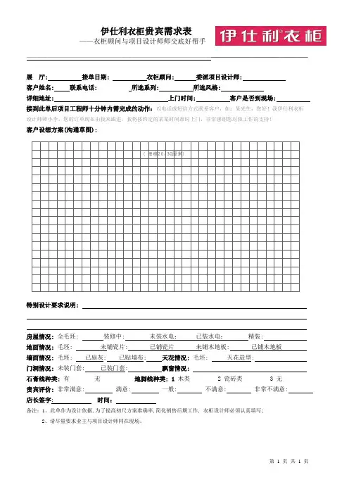 家装家具设计师量尺表