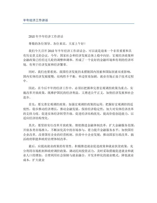 半年经济工作讲话