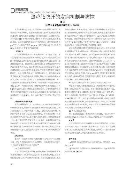 蛋鸡脂肪肝的发病机制与防控