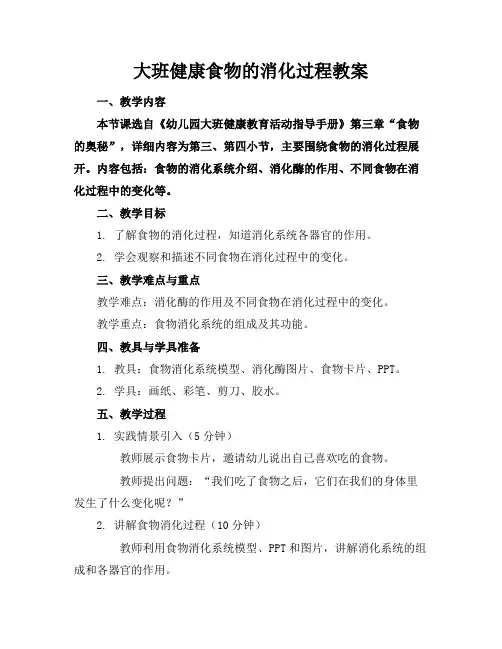 大班健康食物的消化过程教案