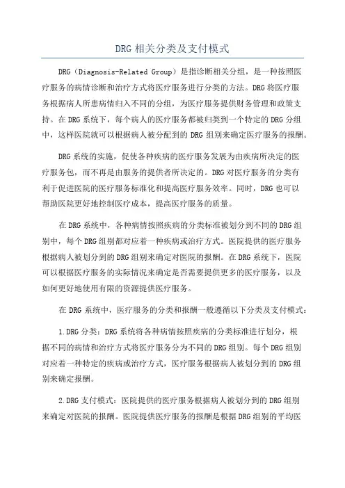 DRG相关分类及支付模式