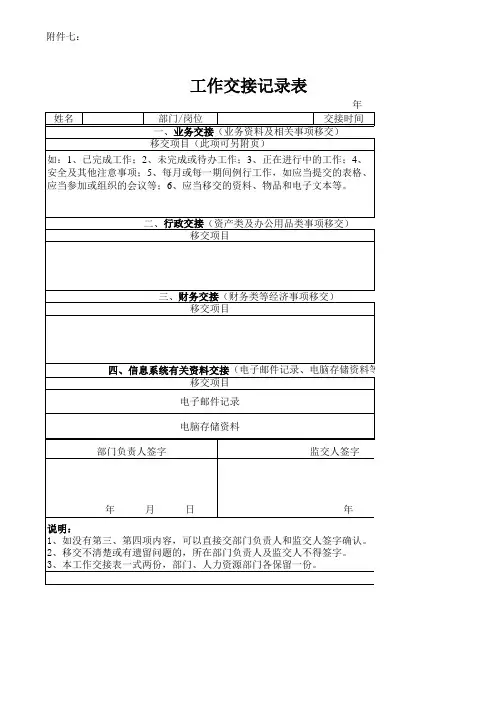 工作交接记录表