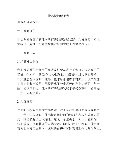 佳木斯调研报告