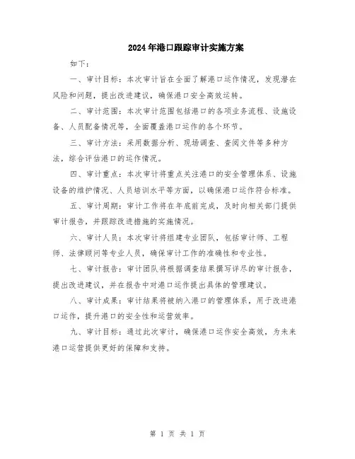 2024年港口跟踪审计实施方案