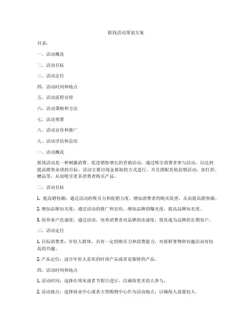 抓钱活动策划方案