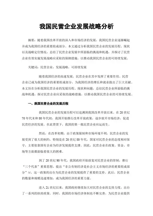 我国民营企业发展战略分析