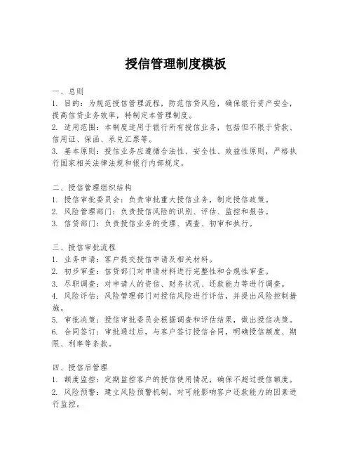 授信管理制度模板