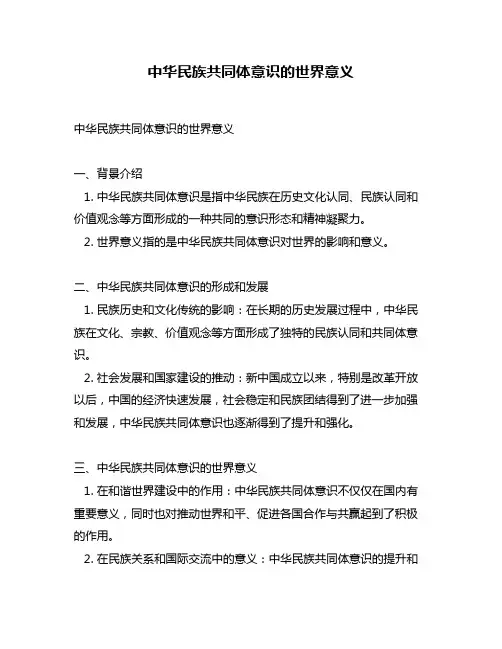 中华民族共同体意识的世界意义