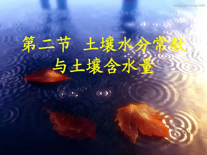 土壤水分常数和有效性