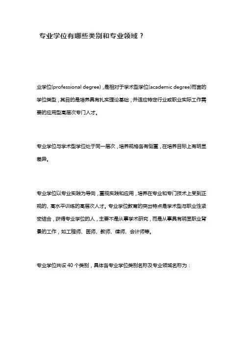 专业学位有哪些类别和专业领域？