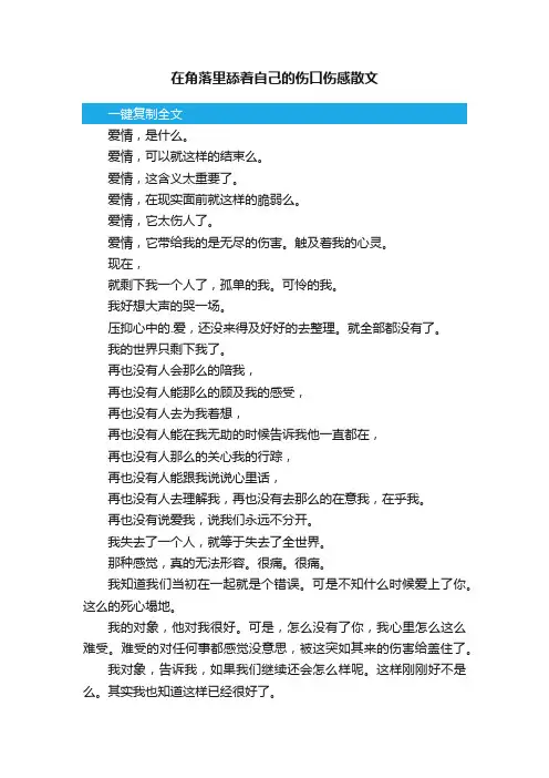 有关在角落里舔着自己的伤口伤感散文