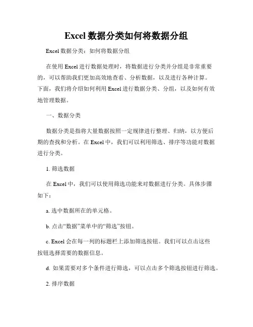 Excel数据分类如何将数据分组