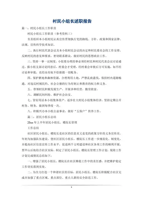 村民小组长述职报告