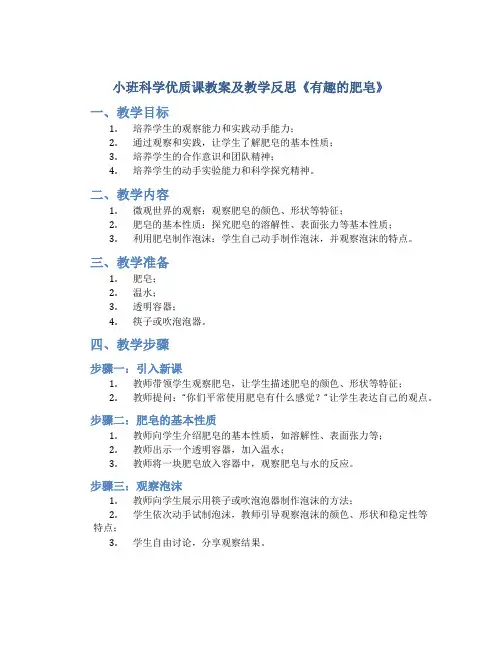 小班科学优质课教案及教学反思《有趣的肥皂》