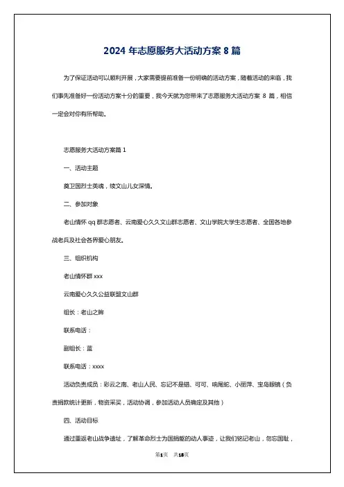 2024年志愿服务大活动方案8篇