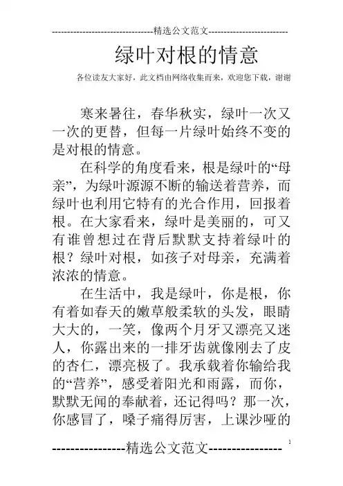 绿叶对根的情意