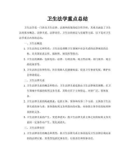 卫生法学重点总结