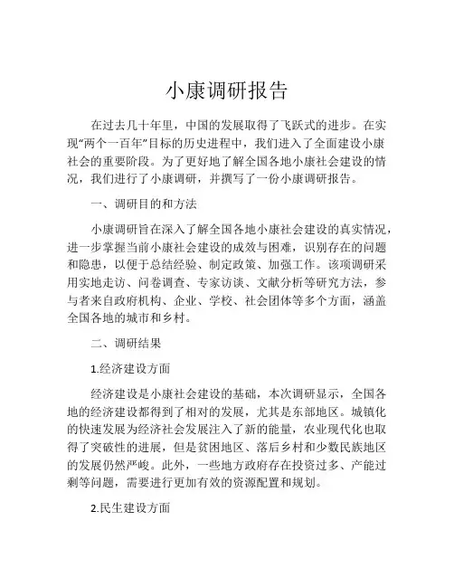 小康调研报告