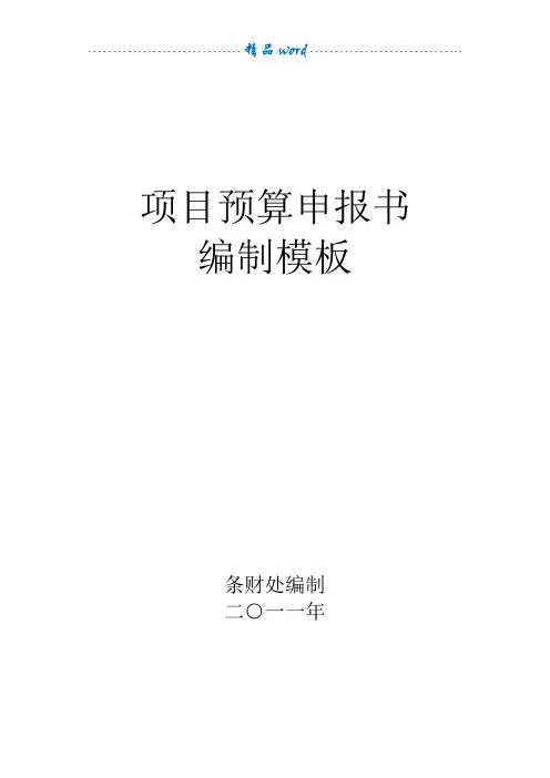 项目预算申报书模板