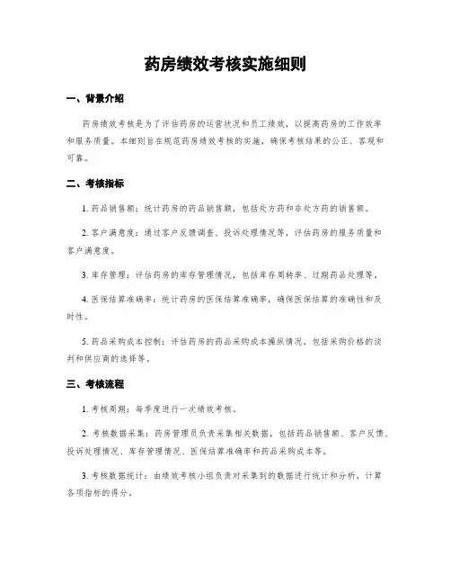 药房绩效考核实施细则