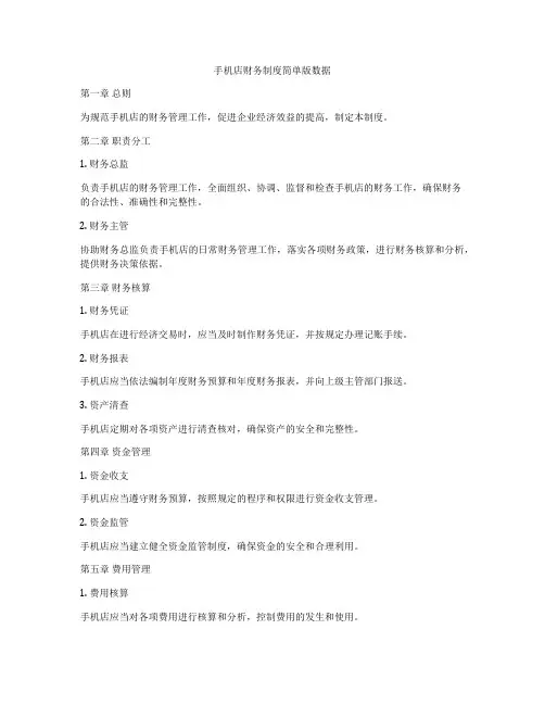 手机店财务制度简单版数据