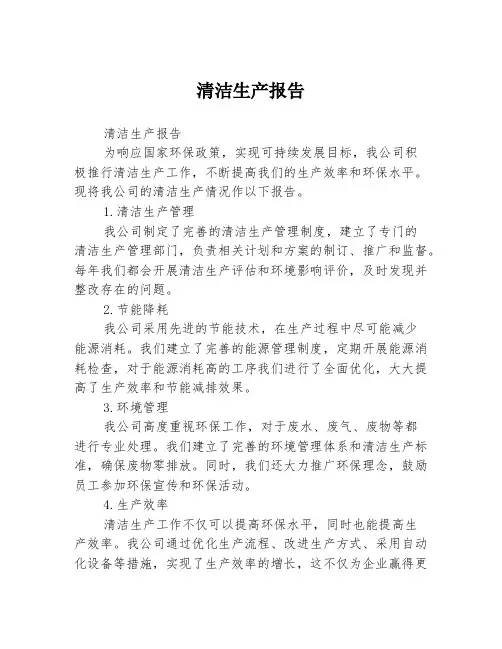 清洁生产报告