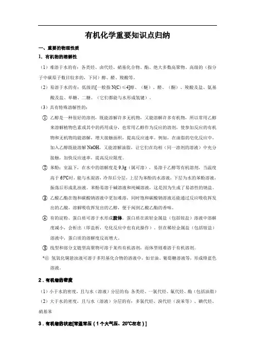 有机化学重要知识点归纳(最新整理)