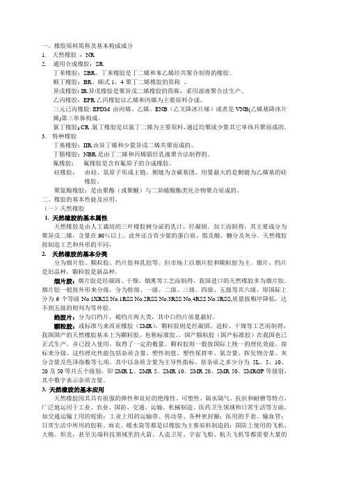 橡胶原料基本知识