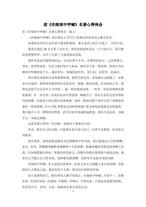 读《在细雨中呼喊》名著心得体会