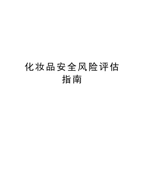 化妆品安全风险评估指南学习资料