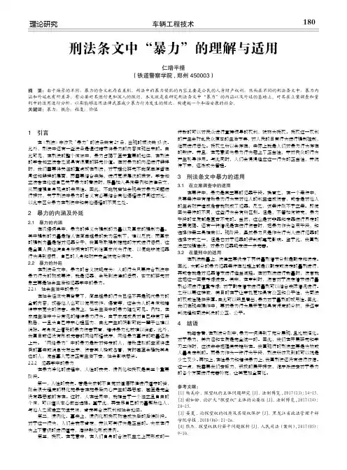 刑法条文中“暴力”的理解与适用