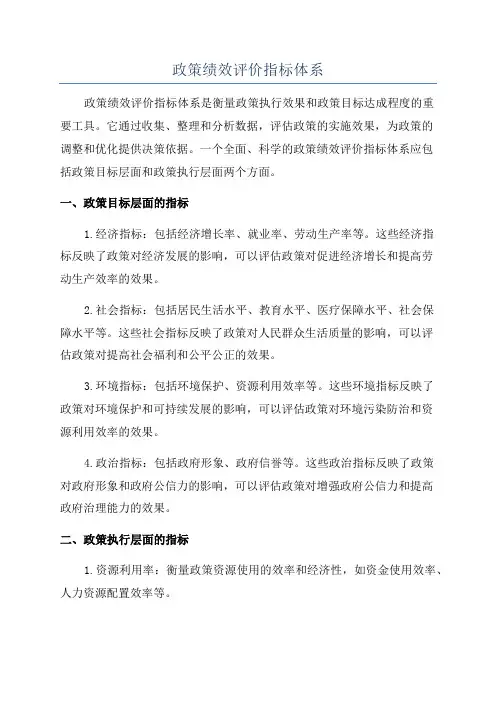 政策绩效评价指标体系
