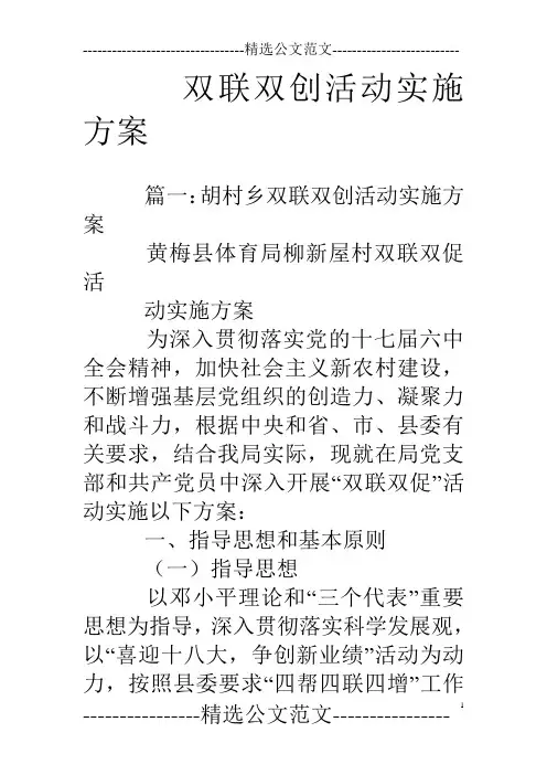 双联双创活动实施方案