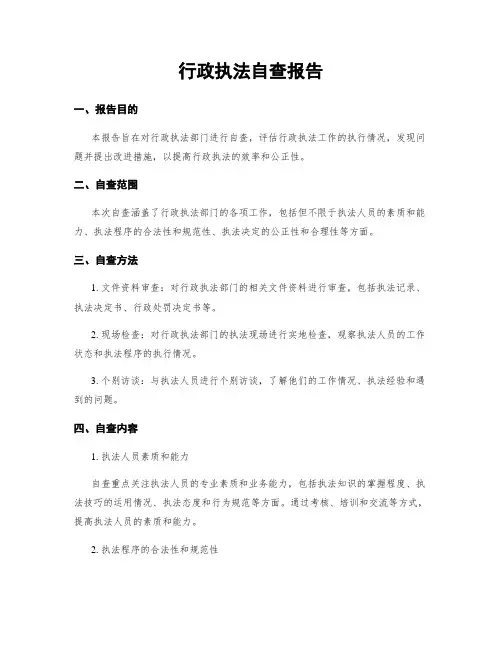 行政执法自查报告