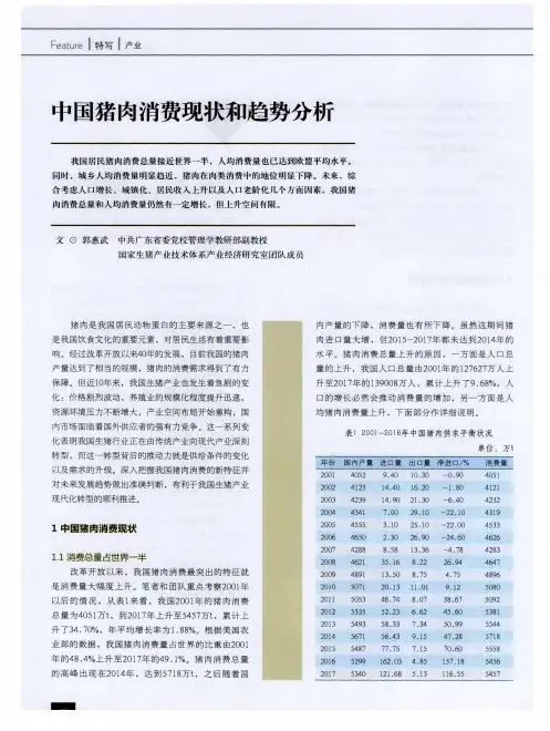 中国猪肉消费现状和趋势分析