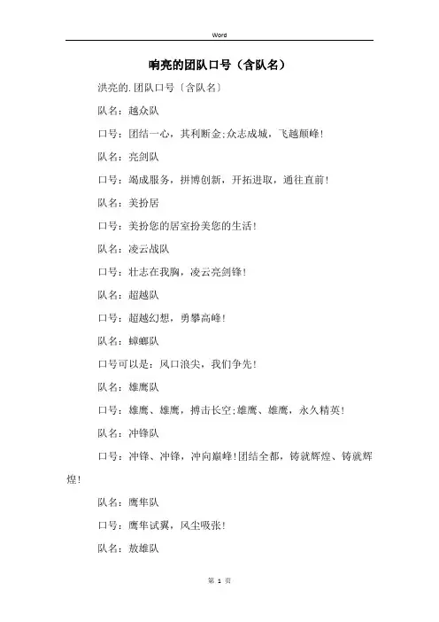响亮的团队口号(含队名)