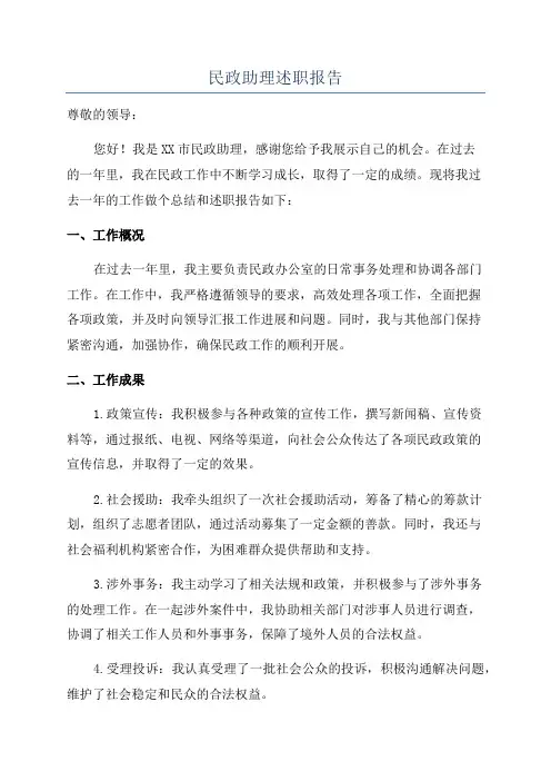 民政助理述职报告