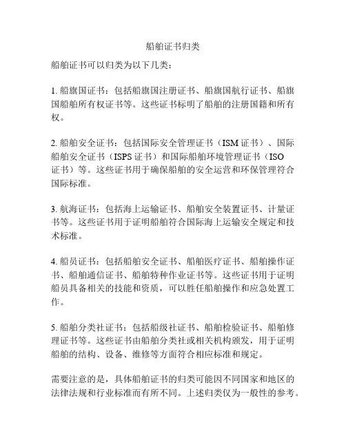 船舶证书归类