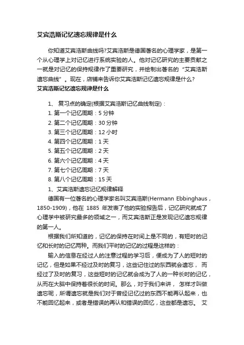 艾宾浩斯记忆遗忘规律是什么