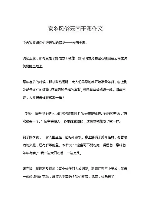 家乡风俗云南玉溪作文