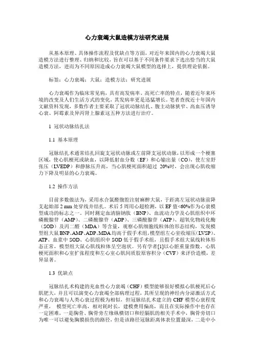 心力衰竭大鼠造模方法研究进展