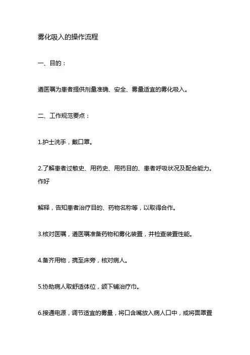 雾化吸入的操作流程