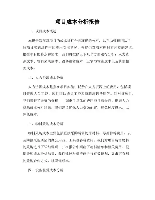 项目成本分析报告