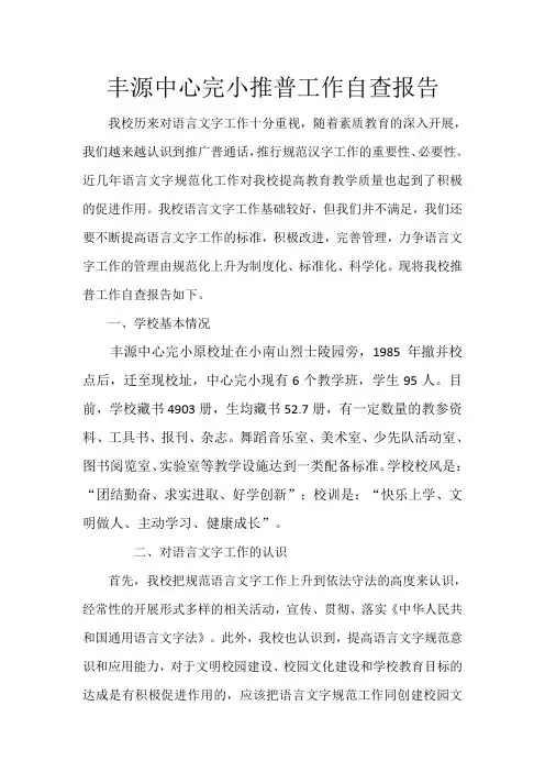 丰源中心完小推普工作自查报告