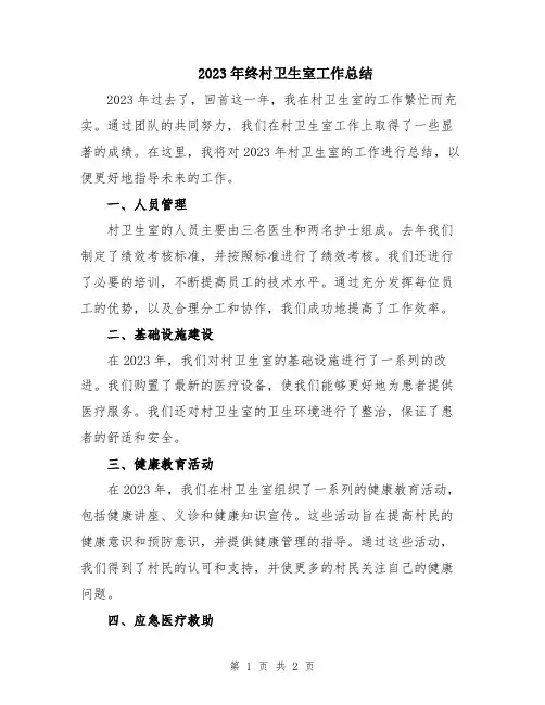 2023年终村卫生室工作总结