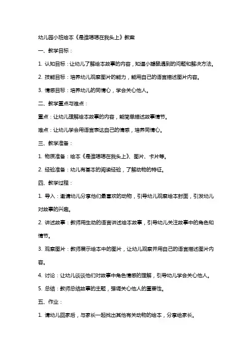 幼儿园小班绘本《是谁嗯嗯在我头上》教案
