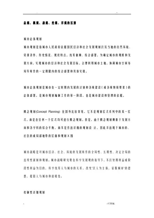总规、概规、战规、控规、详规的区别