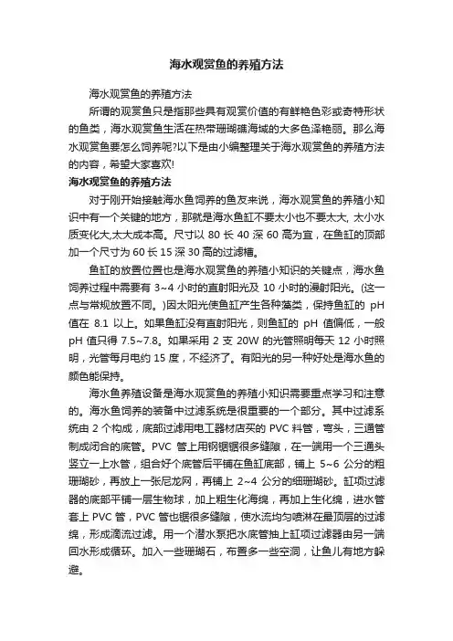 海水观赏鱼的养殖方法